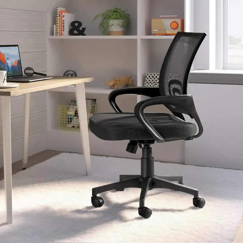 Sedia da scrivania ergonomica in rete con braccioli, girevole, regolabile per ufficio