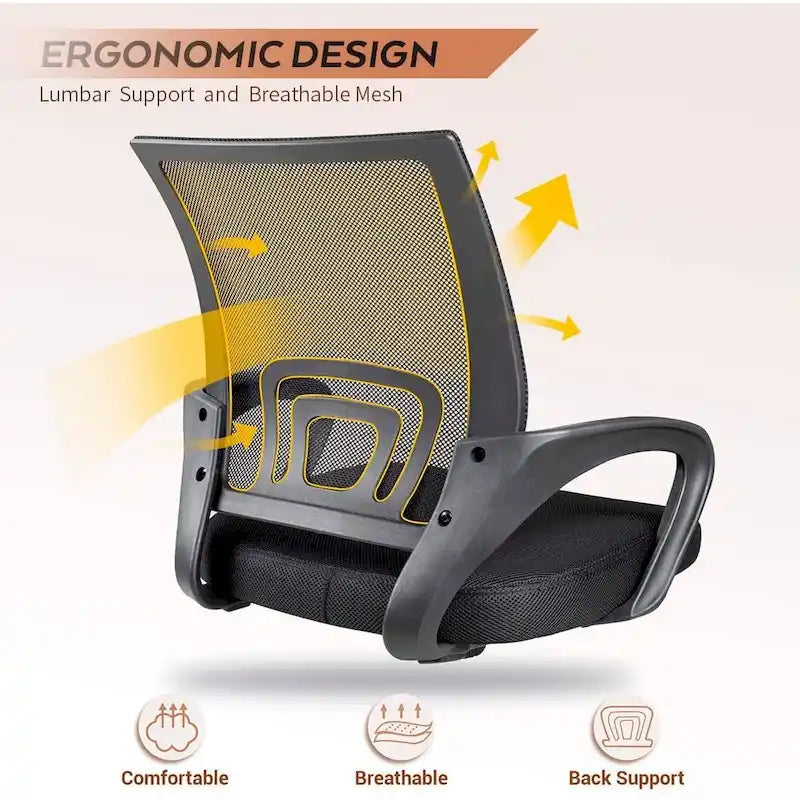 Sedia da scrivania ergonomica in rete con braccioli, girevole, regolabile per ufficio