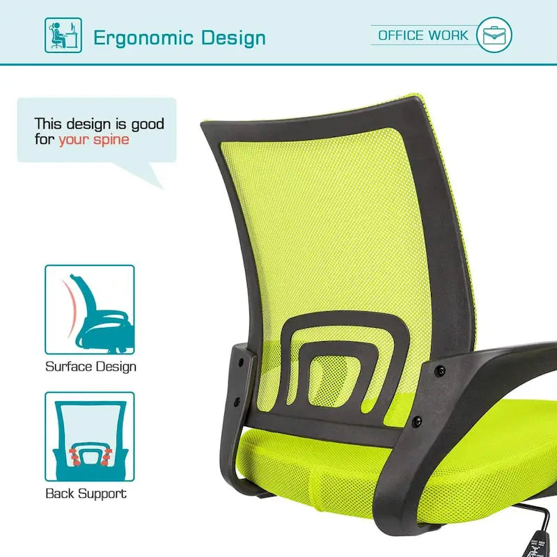 Sedia da scrivania ergonomica in rete con braccioli, girevole, regolabile per ufficio