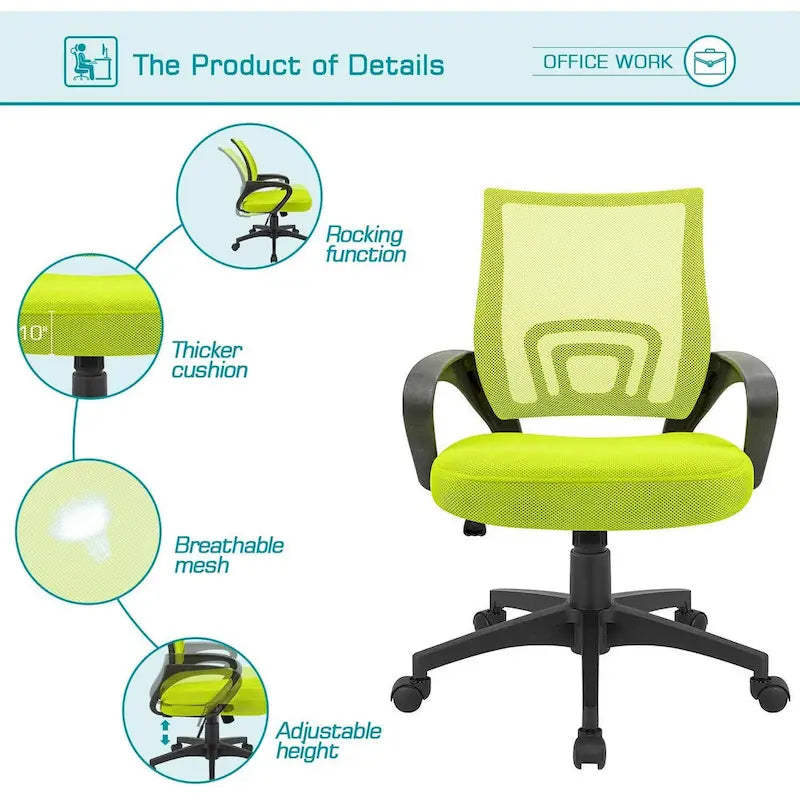 Sedia da scrivania ergonomica in rete con braccioli, girevole, regolabile per ufficio
