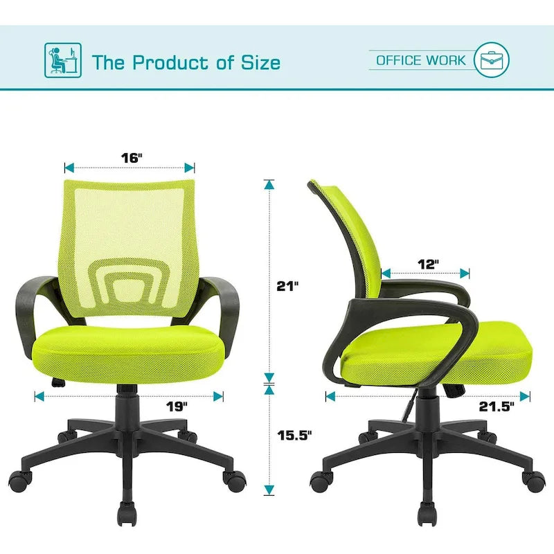 Sedia da scrivania ergonomica in rete con braccioli, girevole, regolabile per ufficio