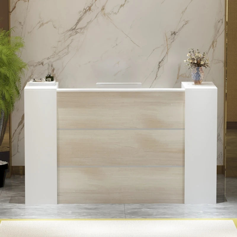 Banco reception/sportello da ufficio rettangolare color avorio
