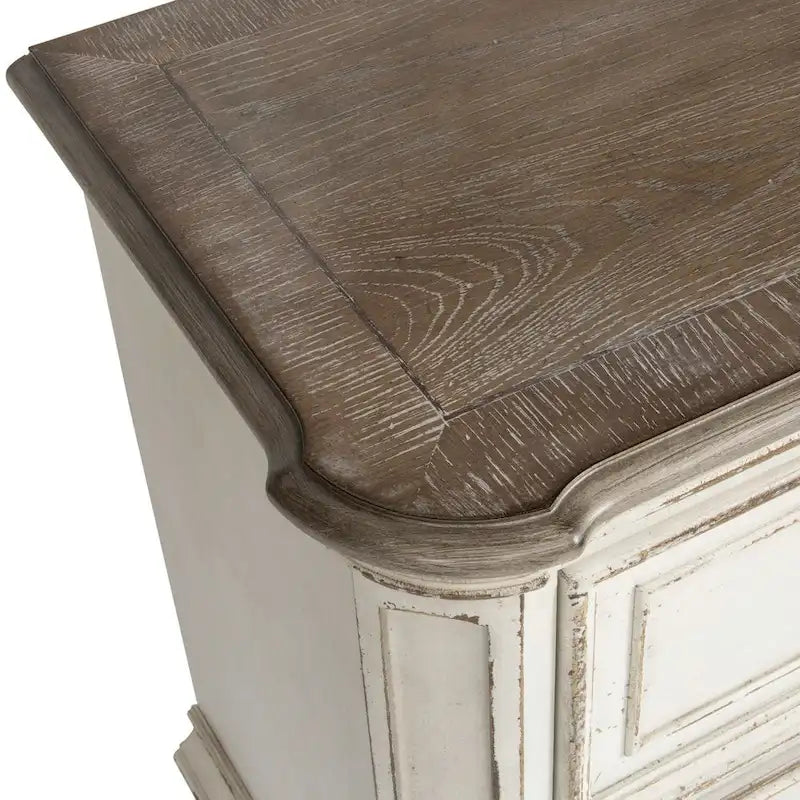 Comodino tradizionale a 2 cassetti Antique White / Weathered Bisque, 1 persona