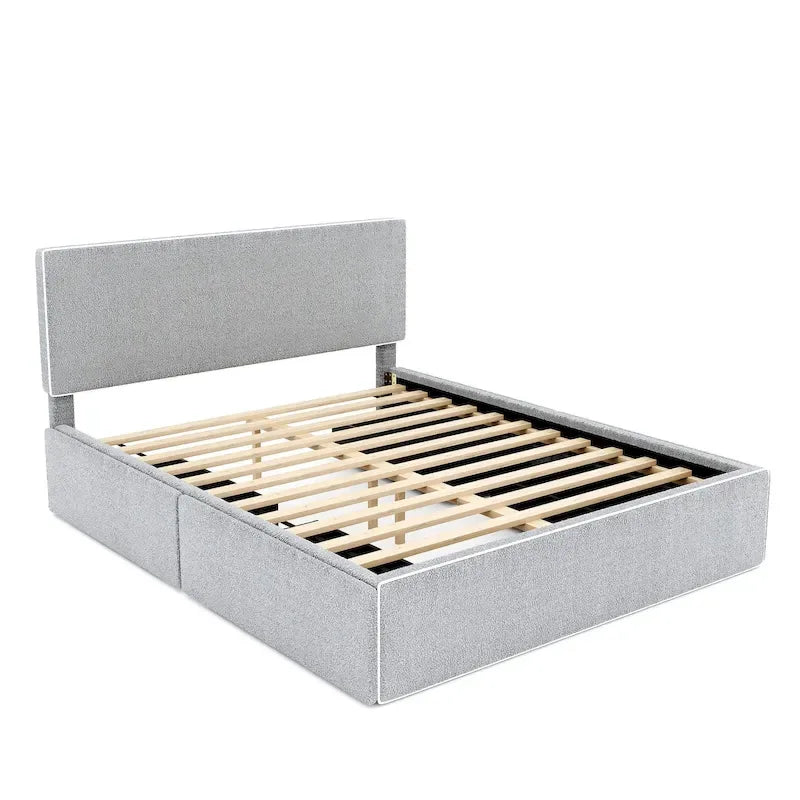 Letto imbottito a piattaforma, Queen Size, con 4 cassetti