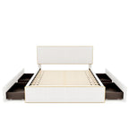 Letto imbottito a piattaforma, Queen Size, con 4 cassetti