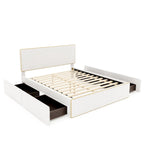 Letto imbottito a piattaforma, Queen Size, con 4 cassetti