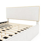 Letto imbottito a piattaforma, Queen Size, con 4 cassetti