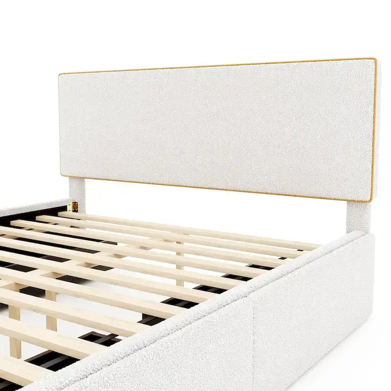 Letto imbottito a piattaforma, Queen Size, con 4 cassetti