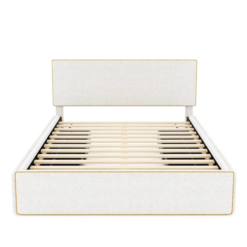 Letto imbottito a piattaforma, Queen Size, con 4 cassetti