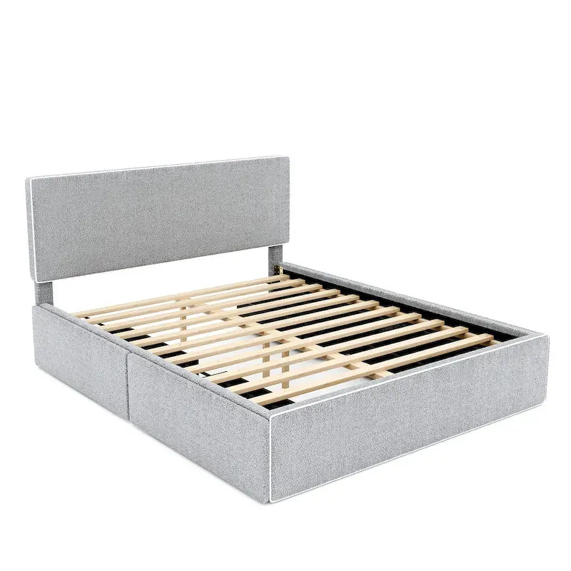 Letto imbottito a piattaforma, Queen Size, con 4 cassetti