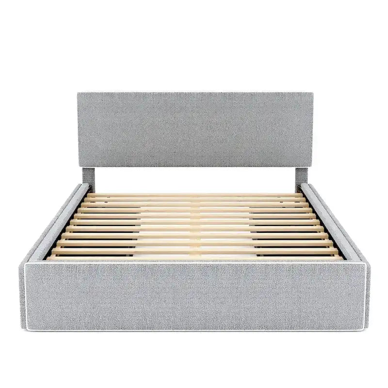 Letto imbottito a piattaforma, Queen Size, con 4 cassetti