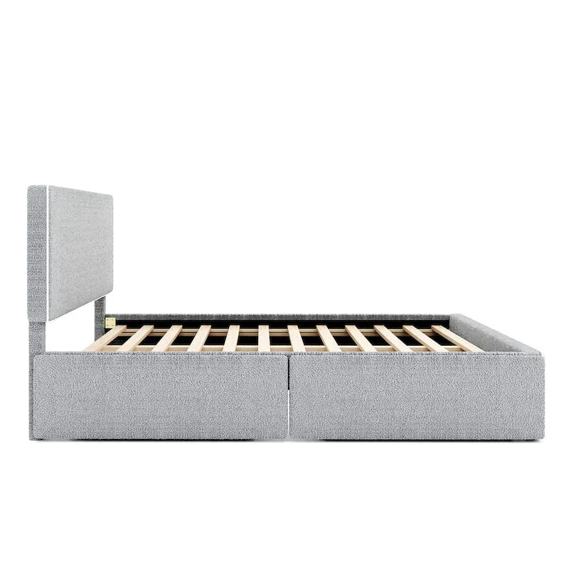 Letto imbottito a piattaforma, Queen Size, con 4 cassetti