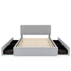 Letto imbottito a piattaforma, Queen Size, con 4 cassetti
