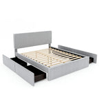 Letto imbottito a piattaforma, Queen Size, con 4 cassetti