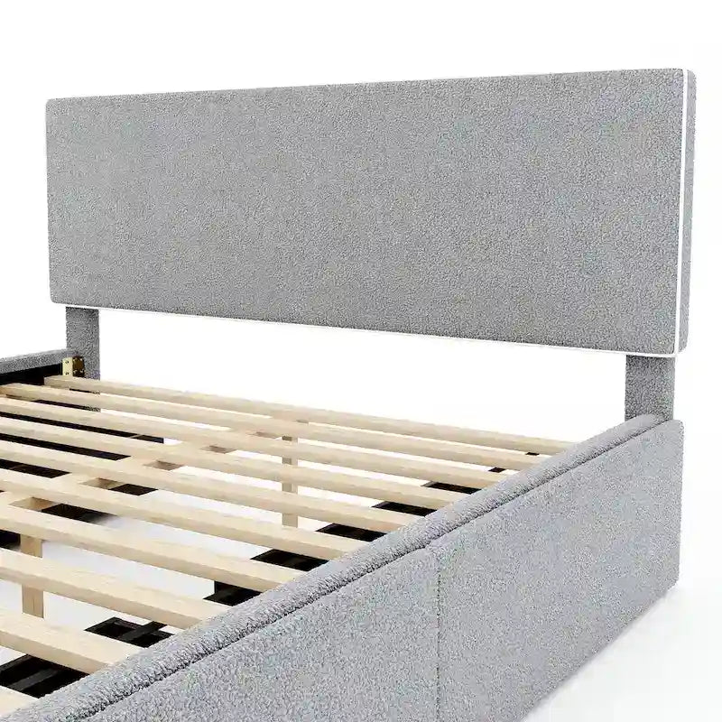 Letto imbottito a piattaforma, Queen Size, con 4 cassetti