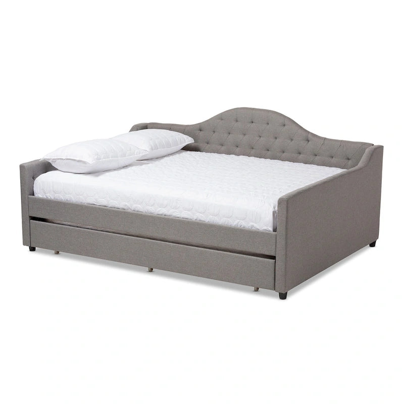 Daybed moderno grigio/beige con letto estraibile — Per 2 persone, misure full e queen