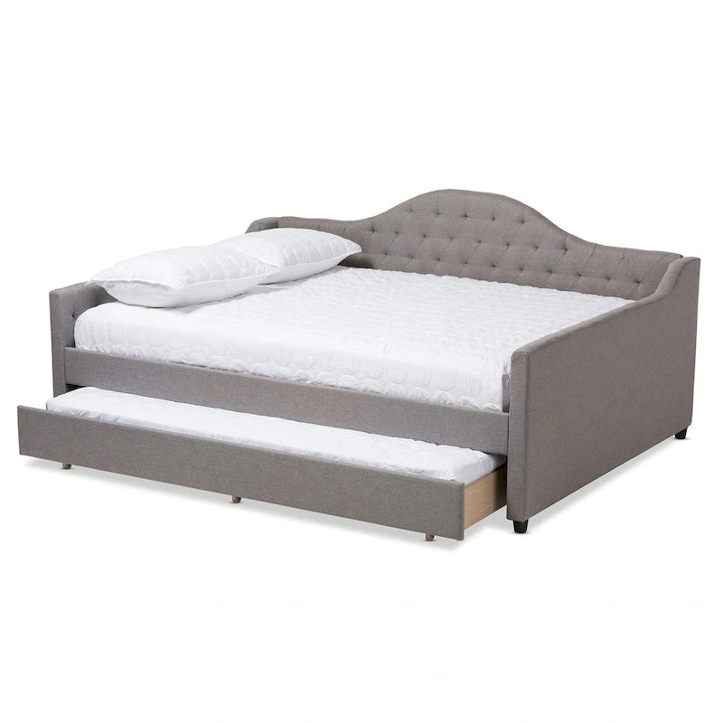 Daybed moderno grigio/beige con letto estraibile — Per 2 persone, misure full e queen