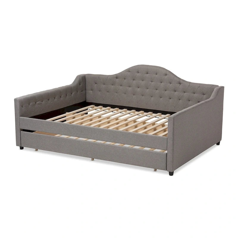 Daybed moderno grigio/beige con letto estraibile — Per 2 persone, misure full e queen