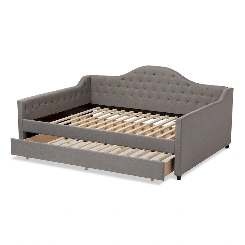Daybed moderno grigio/beige con letto estraibile — Per 2 persone, misure full e queen