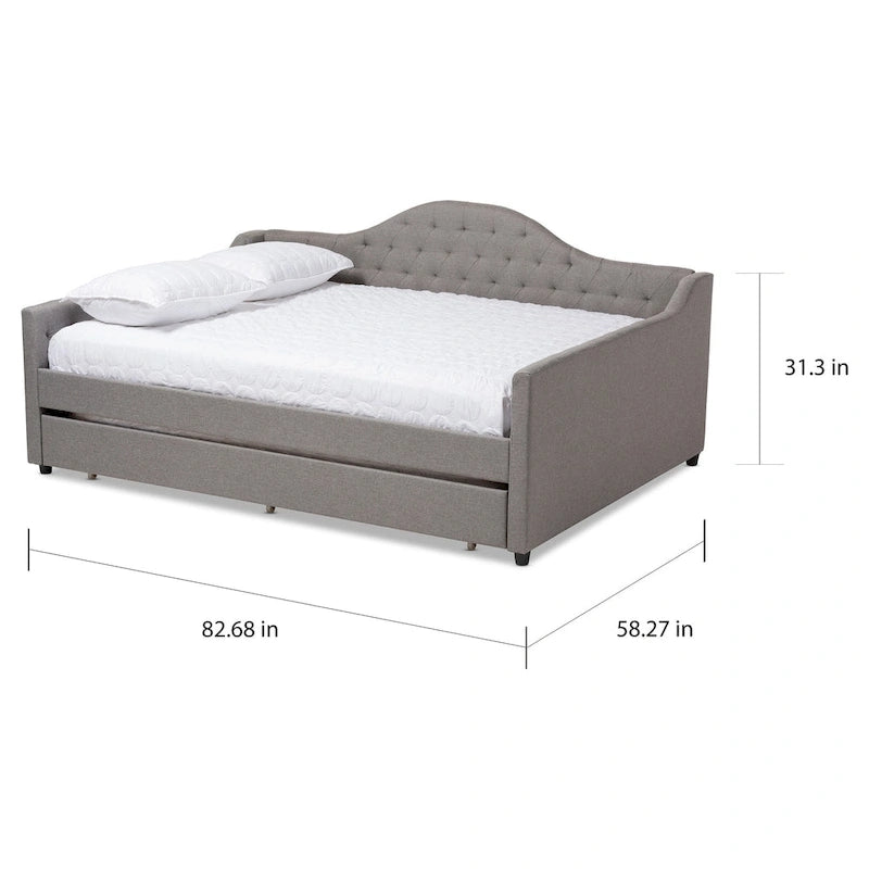 Daybed moderno grigio/beige con letto estraibile — Per 2 persone, misure full e queen