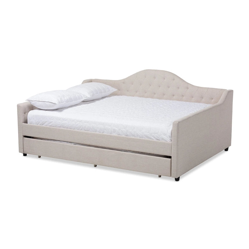Daybed moderno grigio/beige con letto estraibile — Per 2 persone, misure full e queen