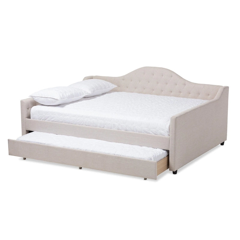 Daybed moderno grigio/beige con letto estraibile — Per 2 persone, misure full e queen