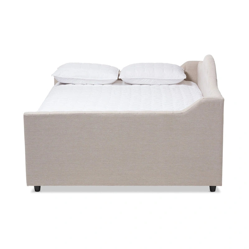 Daybed moderno grigio/beige con letto estraibile — Per 2 persone, misure full e queen