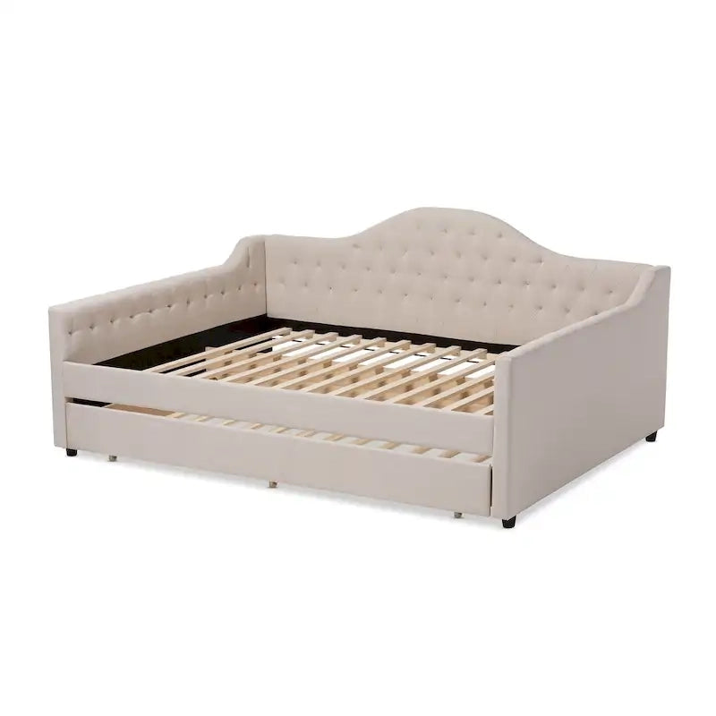 Daybed moderno grigio/beige con letto estraibile — Per 2 persone, misure full e queen
