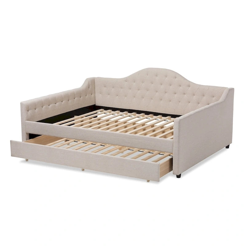 Daybed moderno grigio/beige con letto estraibile — Per 2 persone, misure full e queen