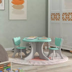 Qaba Set Tavolo e Sedie per Bambini, Set Tavolo e 2 Sedie per Bambini da 3-6 Anni, Azzurro