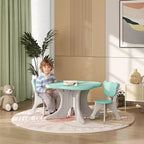 Qaba Set Tavolo e Sedie per Bambini, Set Tavolo e 2 Sedie per Bambini da 3-6 Anni, Azzurro