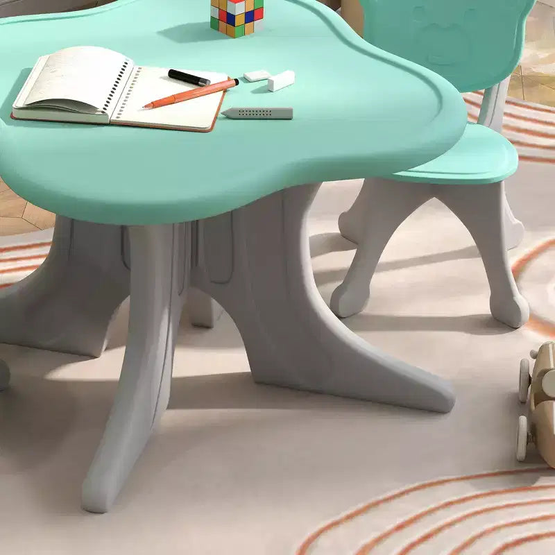 Qaba Set Tavolo e Sedie per Bambini, Set Tavolo e 2 Sedie per Bambini da 3-6 Anni, Azzurro
