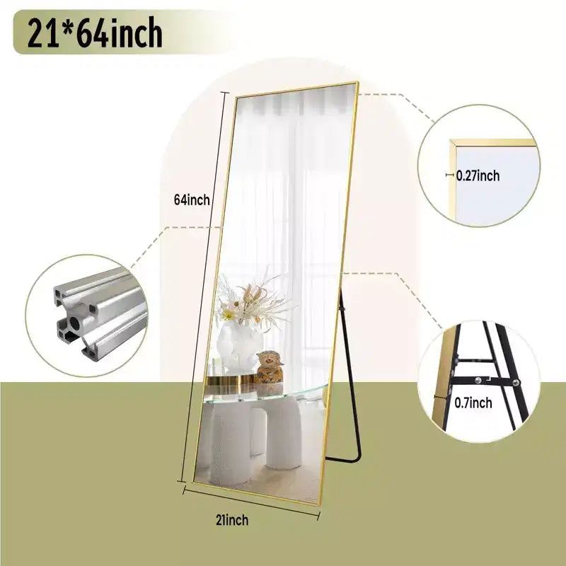 HOMLUX Specchio da terra rettangolare 64x21/58x18, a figura intera, per bagno