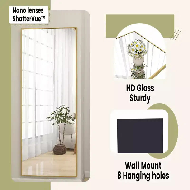 HOMLUX Specchio da terra rettangolare 64x21/58x18, a figura intera, per bagno