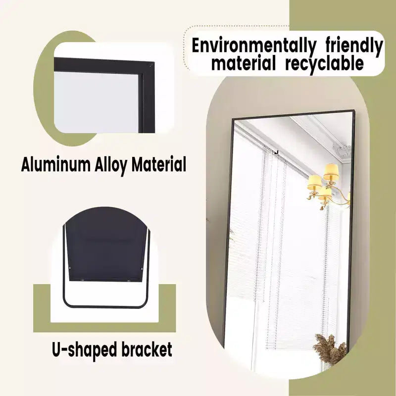 HOMLUX Specchio da terra rettangolare 64x21/58x18, a figura intera, per bagno