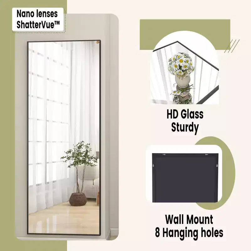 HOMLUX Specchio da terra rettangolare 64x21/58x18, a figura intera, per bagno