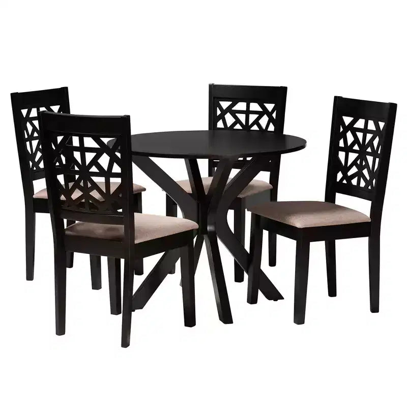 Set da pranzo moderno Baxton Studio Karel in tessuto e legno