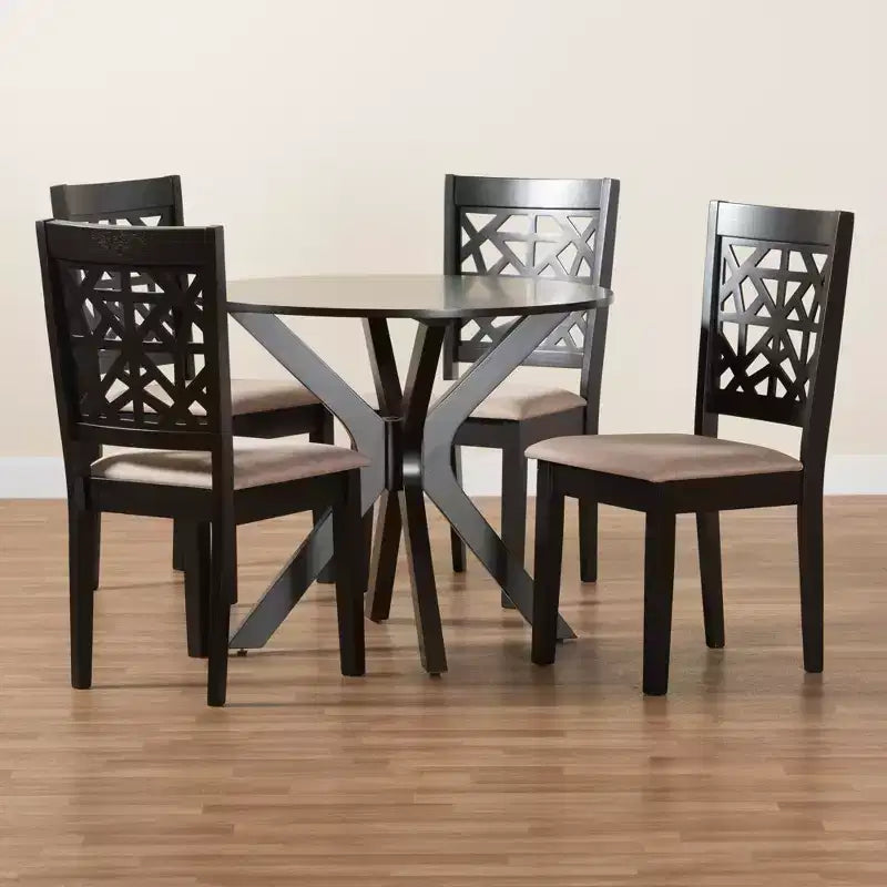 Set da pranzo moderno Baxton Studio Karel in tessuto e legno