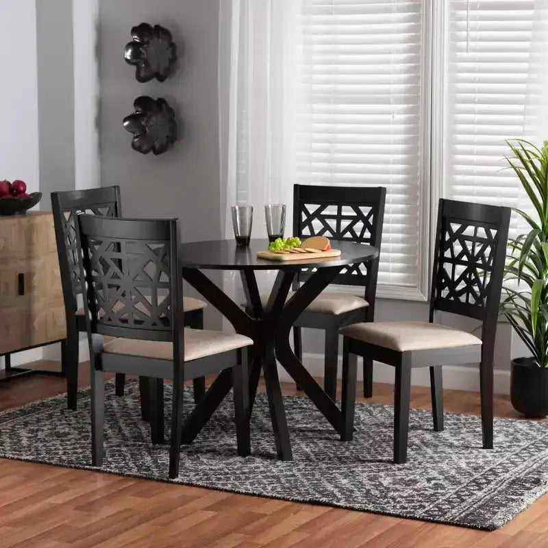 Set da pranzo moderno Baxton Studio Karel in tessuto e legno