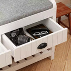 Panca da ingresso 3-in-1 Famapy in legno con 4 ganci in metallo e portaoggetti
