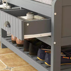Panca da ingresso 3-in-1 Famapy in legno con 4 ganci in metallo e portaoggetti