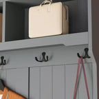 Panca da ingresso 3-in-1 Famapy in legno con 4 ganci in metallo e portaoggetti