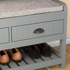 Panca da ingresso 3-in-1 Famapy in legno con 4 ganci in metallo e portaoggetti