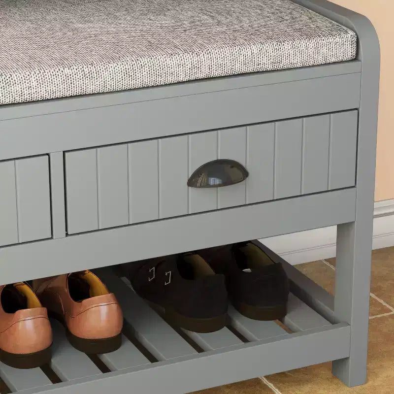 Panca da ingresso 3-in-1 Famapy in legno con 4 ganci in metallo e portaoggetti