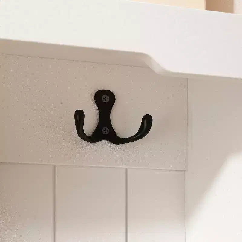 Panca da ingresso 3-in-1 Famapy in legno con 4 ganci in metallo e portaoggetti