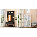 Panca da ingresso 3-in-1 Famapy in legno con 4 ganci in metallo e portaoggetti