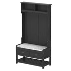 Panca da ingresso 3-in-1 Famapy in legno con 4 ganci in metallo e portaoggetti