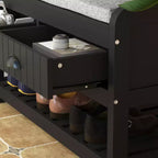 Panca da ingresso 3-in-1 Famapy in legno con 4 ganci in metallo e portaoggetti