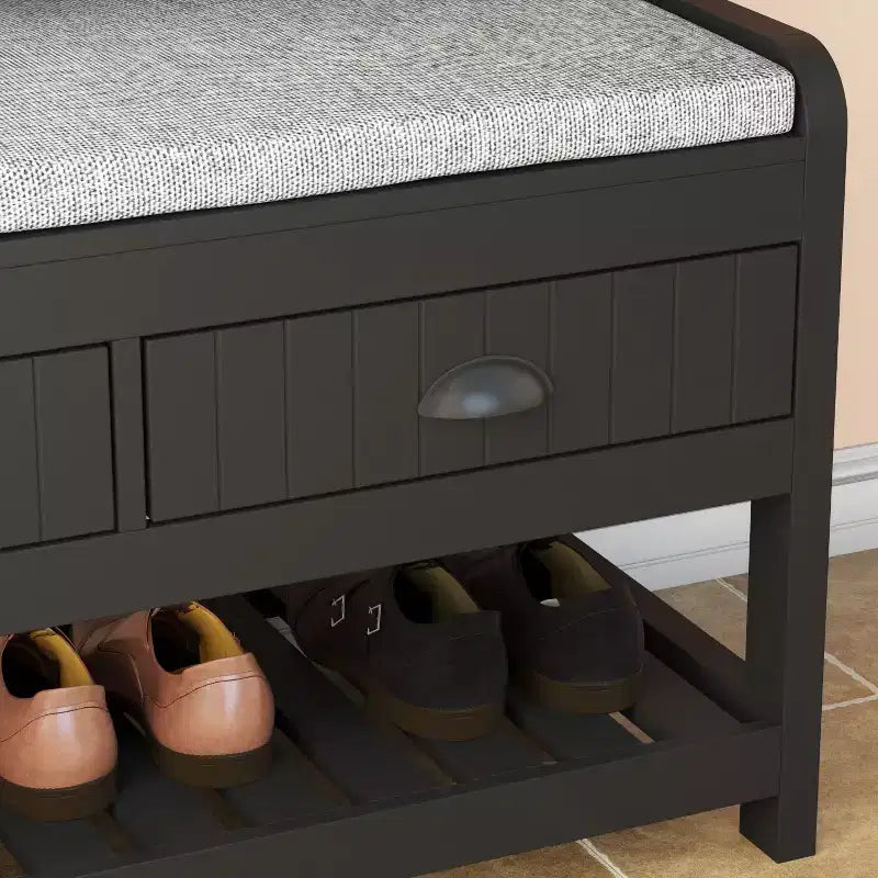 Panca da ingresso 3-in-1 Famapy in legno con 4 ganci in metallo e portaoggetti