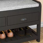 Panca da ingresso 3-in-1 Famapy in legno con 4 ganci in metallo e portaoggetti